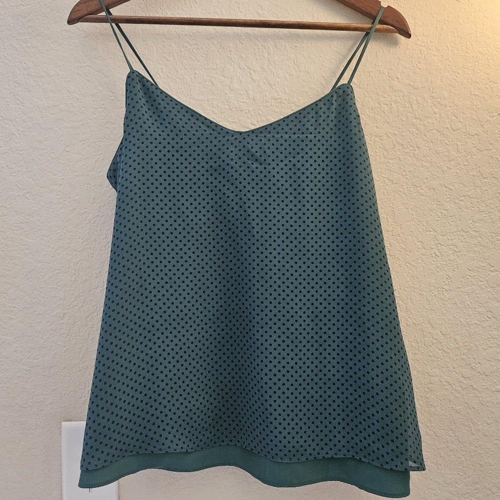 New York And Company Polka Dot Camisole Top Blouse‎ Womens Small Green Black